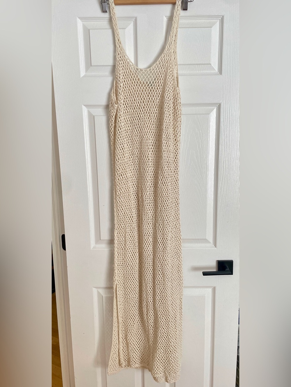 Crochet Cream Open-Knit Maxi Dress